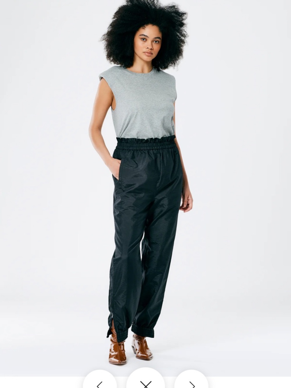 Tibi Crispy Nylon Paper Bag Felix Jogger in Black